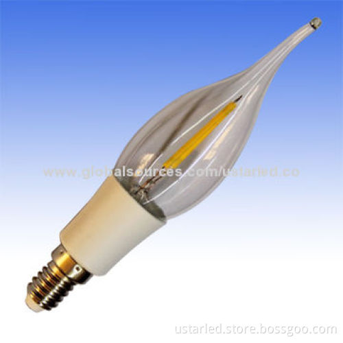 2W E12 LED bulbs, 220lm, CRI>80, CE and RoHS, equal to 20W halogen bulb, 360D, PC+glass, AC85-265V